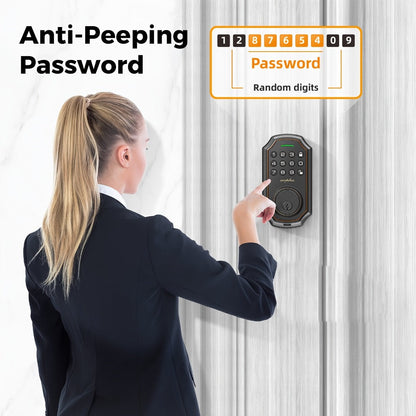 Smart Door Lock Arpha Keypad Deadbolt with Black Silver Handle Sets and Optional Fingerprint WiFi Versions