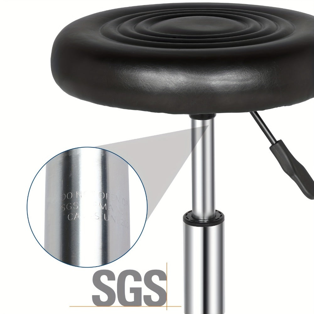Round Padded Swivel Bar Stool 360° with Chrome Base – Adjustable Height Salon Kitchen Counter Stool for Nail