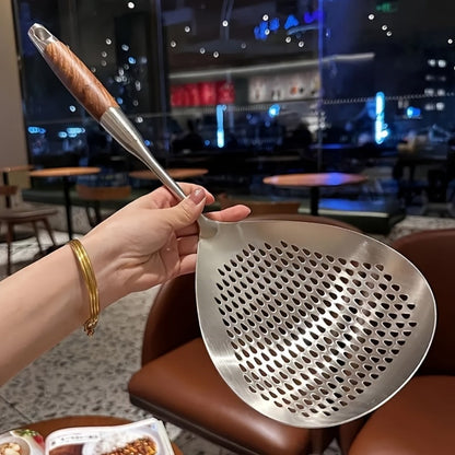 Stainless Steel Slotted Spoon Large Cooking Spoon for Frying Hot Pot Draining Serving for Home Cooking, Dining and Outdoor Meals
