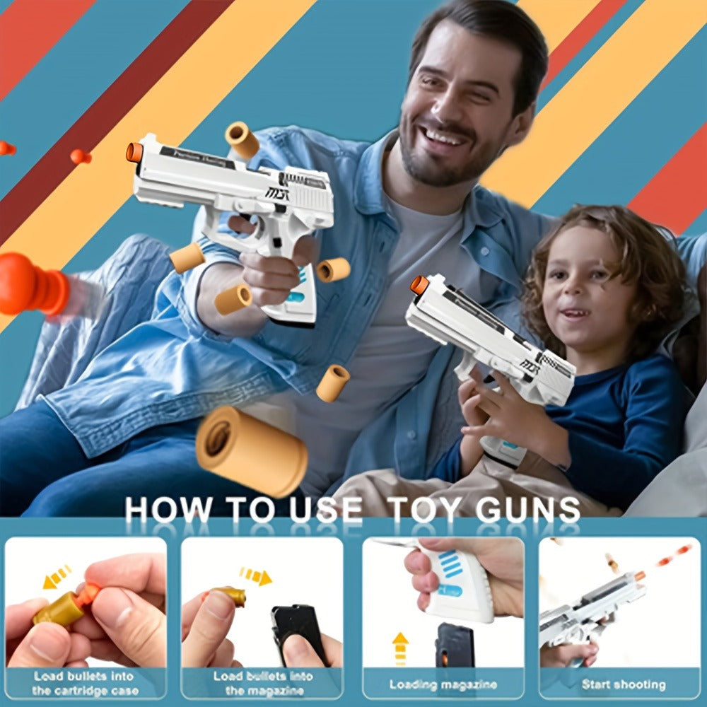 USP Clip Toy Gun Pistol with Continuous Shooting, 100 Bullets & 2 Magazines Rapid Fire Foam Blaster for Kids Boys Girls Ages 6+