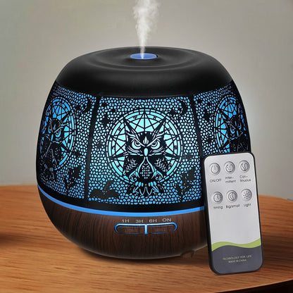 400 ml Metal-Hollow Aromatherapy Diffuser with Remote, Seven-Color Light and Four Pattern Options