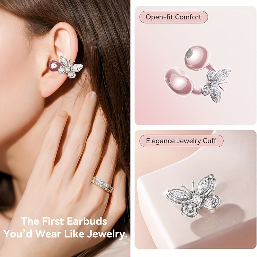 Clip On Wireless Earbuds Open Ear Bluetooth Headphones with Detachable Gemstone Earrings ANC for an Everyday Personal Care Routine