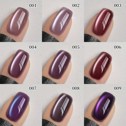 Purple Cat Eye Magnetic Gel Polish Set 9 Colors UV LED Soak Off | 3D Light-Shifting Effect 0.51oz Each Long Lasting Chip-Free | Salon & Home
