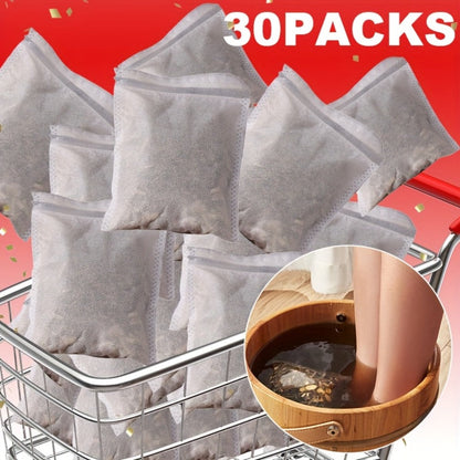 Herbal Foot Soak Packets 30 Pack Individually Wrapped – Warm Foot Bath Bags for Relaxation, Tired Feet Relief & Odor Cleansing