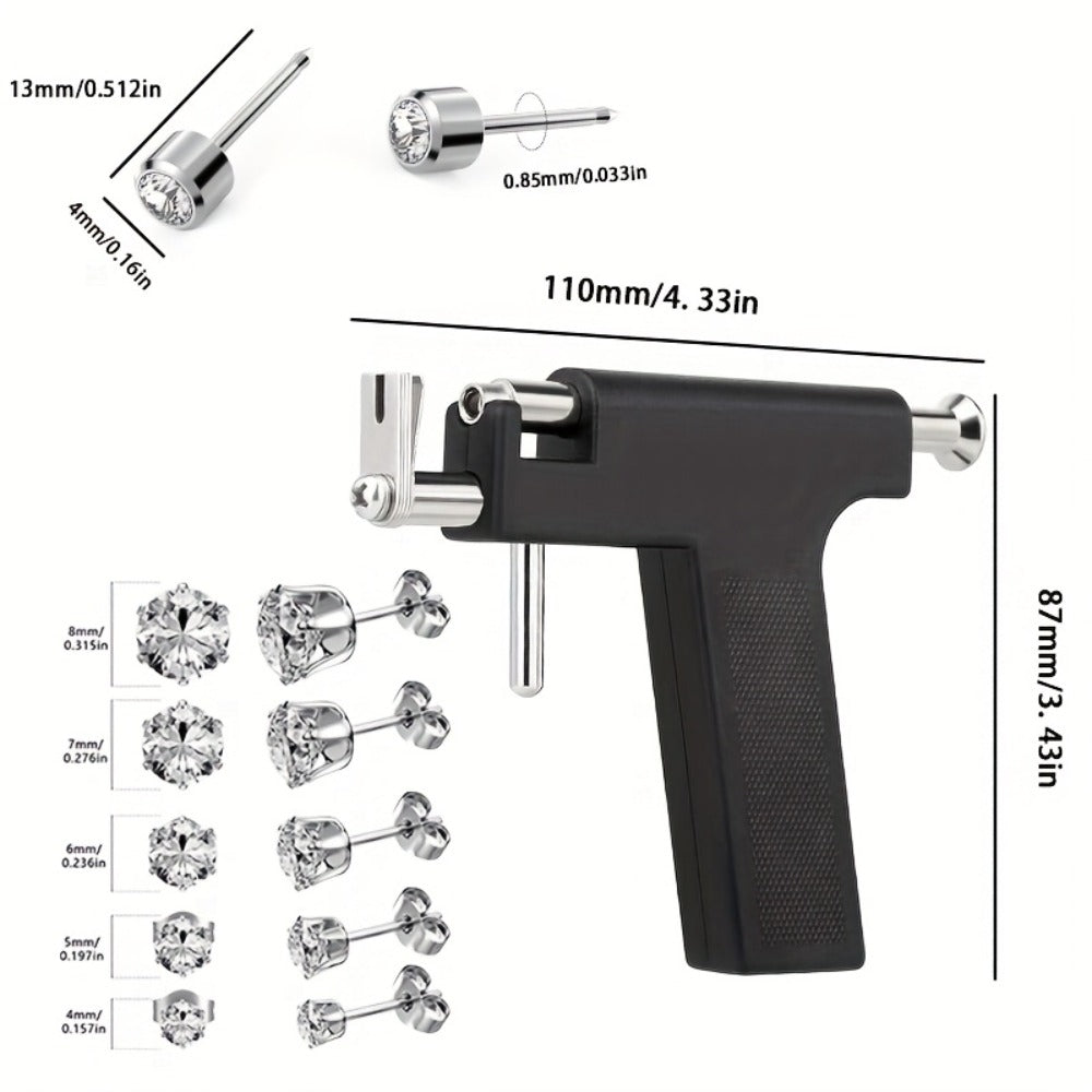 Ear Piercing Kit with 34 Stainless Steel Ear Studs Professional Piercing Gun Safe One-Click for Bath Time, Home Spa and Personal Care