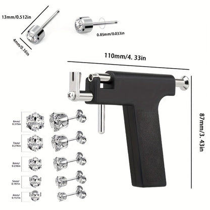 Ear Piercing Kit with 34 Stainless Steel Ear Studs Professional Piercing Gun Safe One-Click for Bath Time, Home Spa and Personal Care