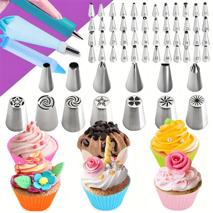 Piping Bags and Tips Set 492pcs Complete Cake Decorating Kit with Turntable Frosting Spatula for Entryways, Bedrooms and Living Spaces