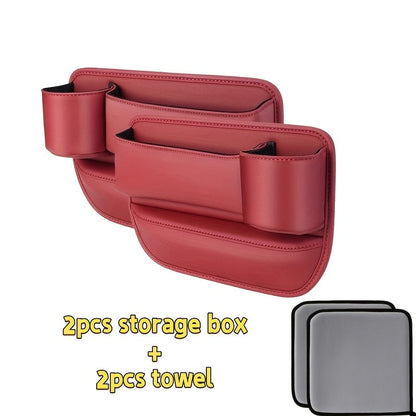 Seat-Gap Car Organizer with Cup Recess and Phone Storage in Four Color Pairs or Left-Side Black Pack