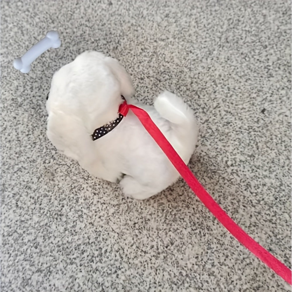 Walking Barking Robot Dog Toy for Adults Teens, Plush Biomimetic Puppy with Expressive Eyes, One-Button Control