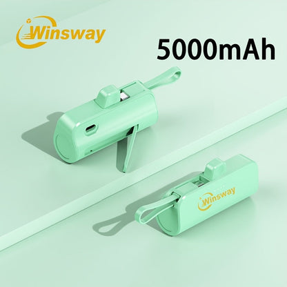 Power Bank 5000mAh Capsule with Dual-Port Options, Wireless Charging and Phone Holder in Four Colors