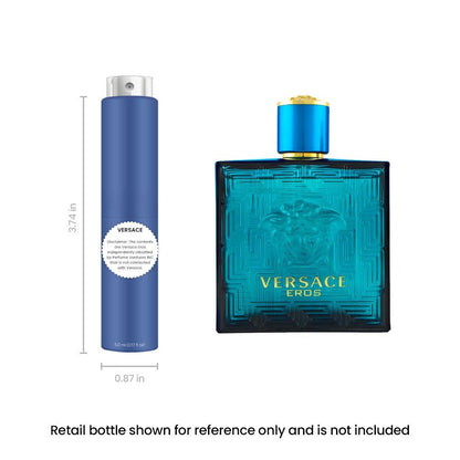 Versace Eros Cologne for Men EDT Travel Spray 5ml Authentic Fresh Mint Aromatic Fougere Scent for Bath Time, Home Spa and Personal Care