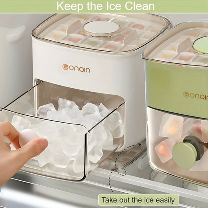 Ice Cube Tray with Lid 48 Compartment Stackable Double Layer Food Grade Plastic Ice Mold for Home Cooking, Dining and Outdoor Meals