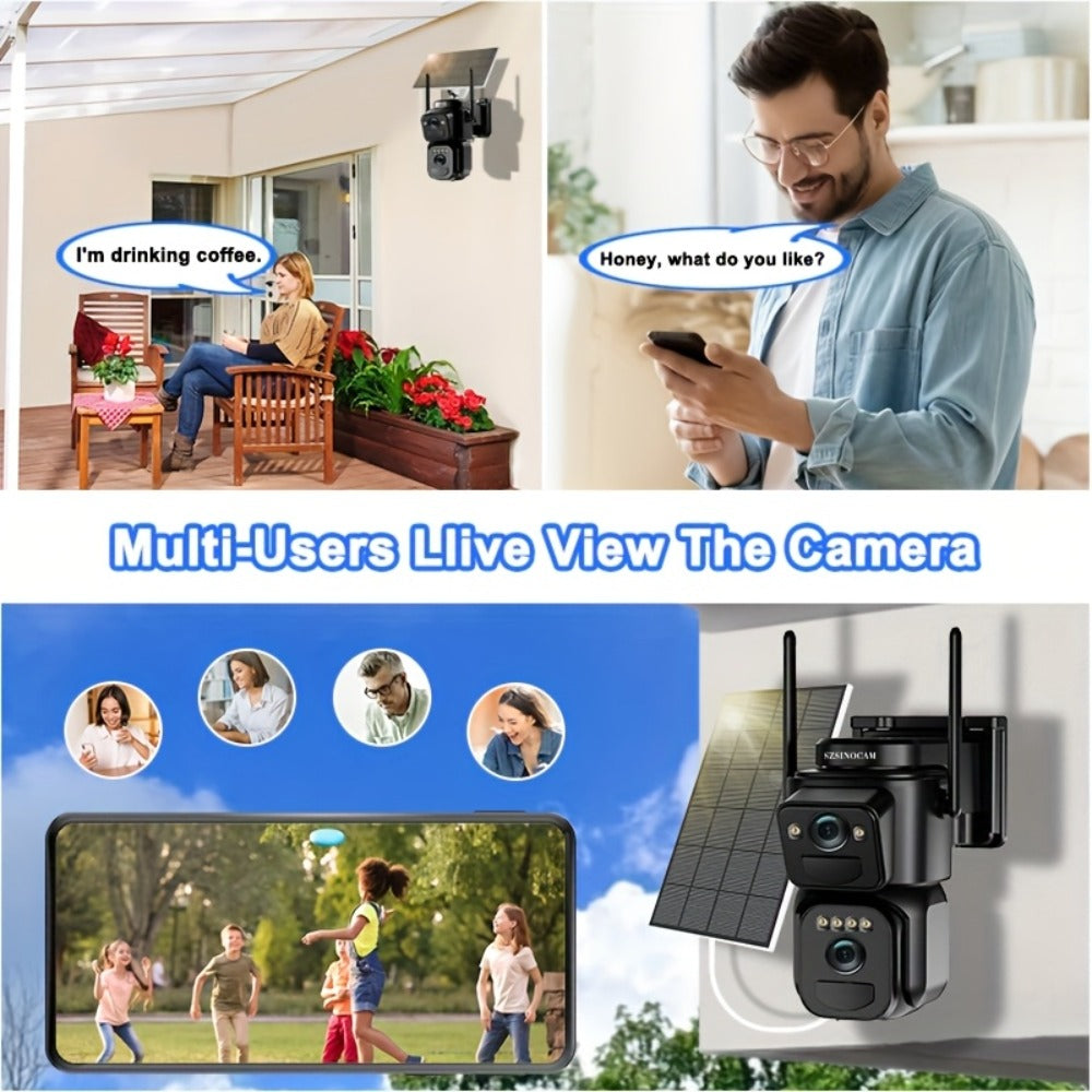 Security Camera QW8 2K Solar Model with 10x Optical Zoom, 360 PTZ, Color Night Vision and IP66