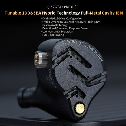 KZ ZS12 PRO X In-Ear Monitor Hybrid IEM Headphones Detachable Cable Noise Cancelling for Bedside Audio, Alarms and Room Entertainment
