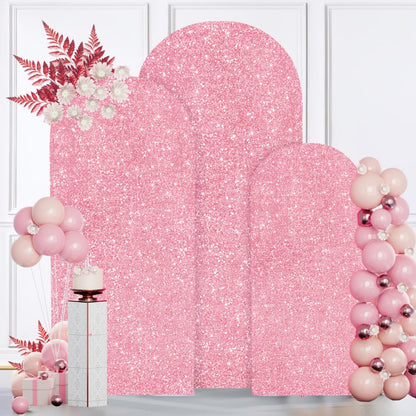 Sequins Wedding Arch Cover Set of 3 Sizes 4ft 5ft 6ft Metallic Spandex Arch Backdrop Cover Payette Glitter Arch Stand Cover for Wedding