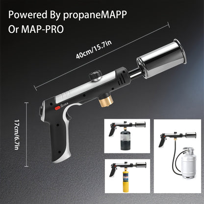 Propane Torch Gun with Safety Lock & One-Touch Max Fire, Adjustable Flame Butane Burner for Searing Steak