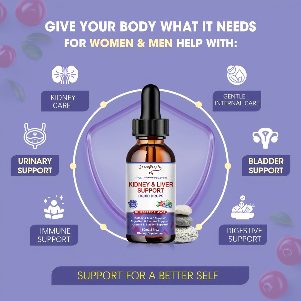 Milk Thistle Liver & Kidney Support Liquid Supplement 27-in-1 Vegan Herbal Formula, Alcohol-Free Fast-Absorbing Detox