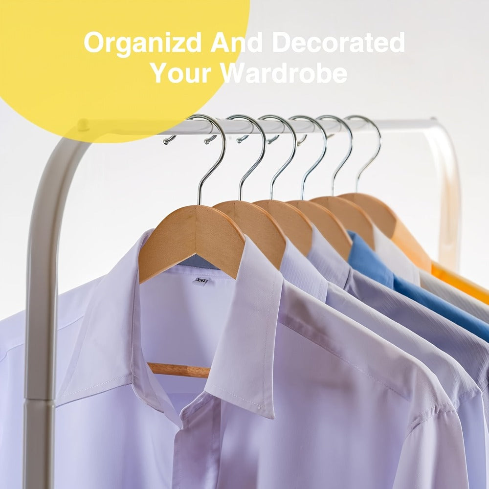 Solid Wood Clothes Hangers, 10/20/30 Pack Champagne Sturdy Wooden Coat Hangers for Jackets, Dresses & Heavy Coats