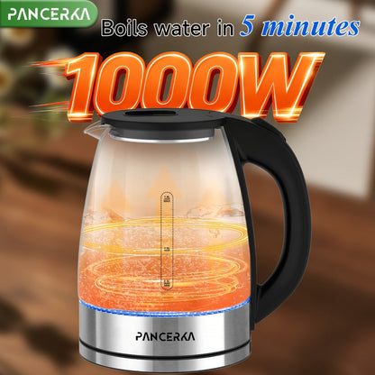 Electric Kettle 1000W Auto Shut-Off Stainless Steel Fast Boiling Hot Water Kettle 1.7L for Entryways, Bedrooms and Living Spaces