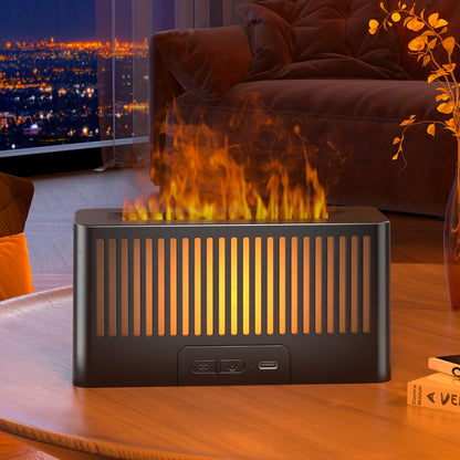 Humidifier Flame-Effect USB Diffuser with Seven LED Colors, Black or White, Single and Two-Pack Options