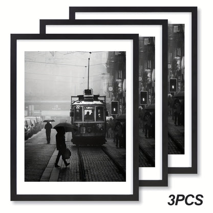 Picture Frames 12x16 Set of 3 – Classic Wood Poster Frames, Horizontal & Vertical Wall Hanging, Multi-Color Options for Bedroom Office