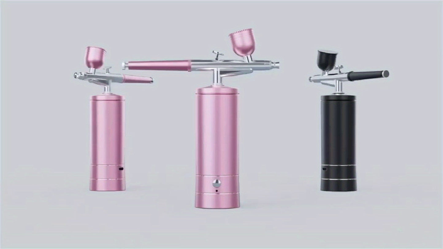Rechargeable Airbrush and Compressor Kit with Black or Pink Two-Speed Pump, Two Paint Pots and Cleaning Brushes