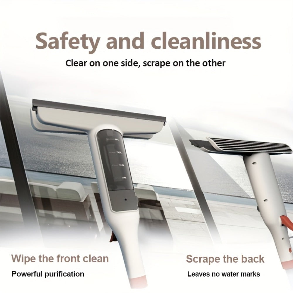 3-in-1 Glass Cleaning Kit with Durable Metal Pole & Scraper, Window Cleaner Tool for High Windows Shower Doors Car Windshields