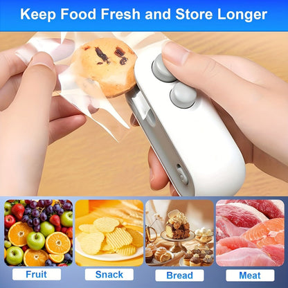 Bag Sealer Handheld Heat Sealer 3-Pack, USB-C Rechargeable 2-in-1 Magnetic Food Sealer with Cutter