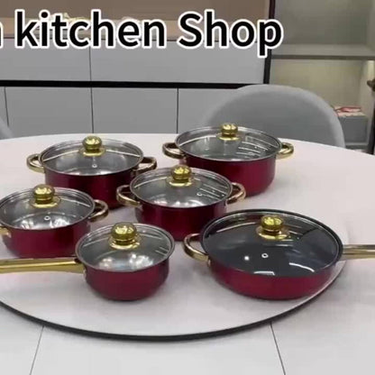 Stainless Steel Deep Pot Cookware Set 10 & 12 Piece with Lids & Dual Handles – Oven Safe Soup Hot Pot Pasta Seafood Stew Pots | Silver Pink