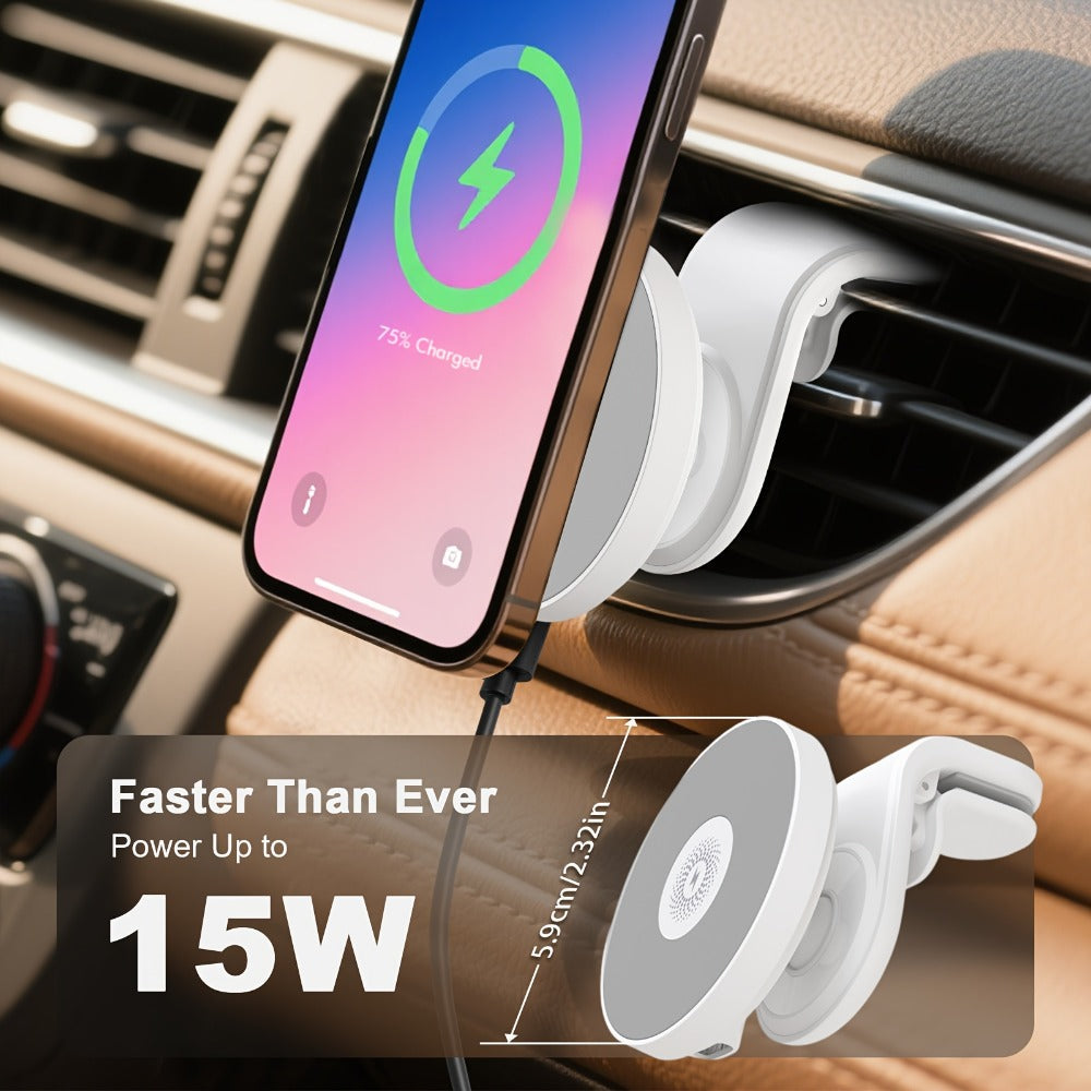 Magnetic Wireless Car Charger Mount 15W 360° Swivel Ball Joint Air Vent Holder for iPhone 17 17 Air 17 Pro Max 16 15 14 13 12 Series