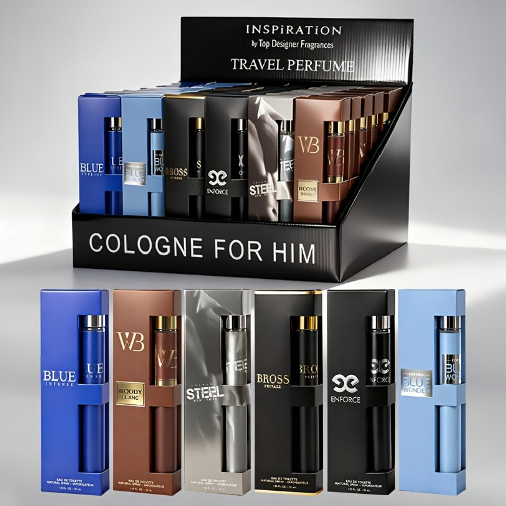 Travel Cologne Gift Set for Men – 6-Piece Mini EDP Spray Sampler, Long Lasting Unique Scents, TSA-Friendly Travel Size