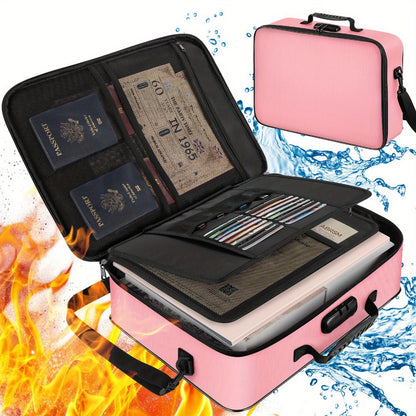 Fireproof Document Bag with Combination Lock - 17x11.8x5 Inch File Organizer, 2000°F Fireproof