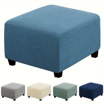 Square Ottoman Cover Elastic Stretch – Polar Fleece Footstool Slipcover with Elastic Band Closure Machine Washable for Home Office Decor