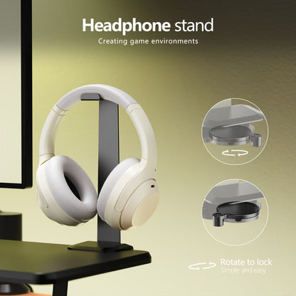 Monitor Stand Organizer with Headset Holder Phone Stand & Game Controller Holder, Versatile Desktop Riser for Computer Monitor Laptop