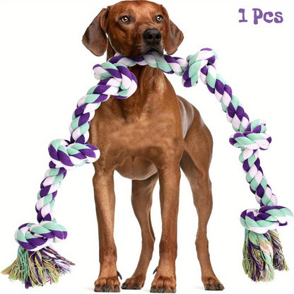 Rope Dog Toy 6-Knot Tug of War Chew Toy for Large Dogs – Heavy Duty Teeth Cleaning Rope Bone Toy for Aggressive Chewers