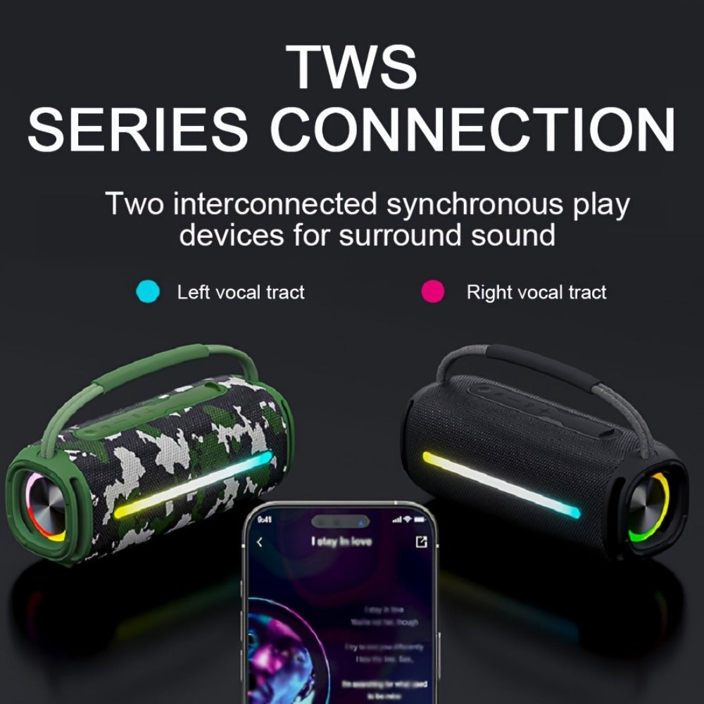 Portable Bluetooth Speaker 50W Party Audio Model with LED Lights, FM Radio, USB and TF Playback