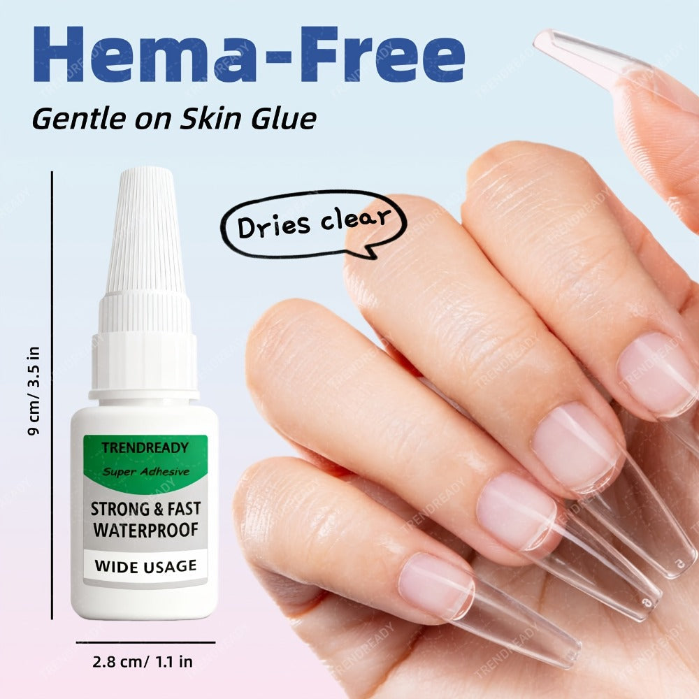 60+ Day Hold Nail Glue 4 Bottles 20g Each Super Strong Extra Hold Fast Drying No Lamp Needed Heavy Duty Adhesive for Press On Nails Fake