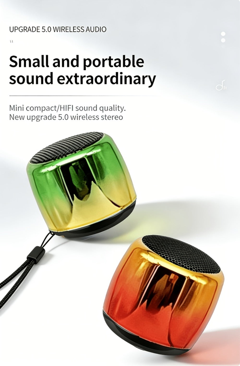 Thumb-Sized Mini Wireless Bluetooth Speaker with Built-In Mic, TWS Pairing, 360° Stereo Surround Sound