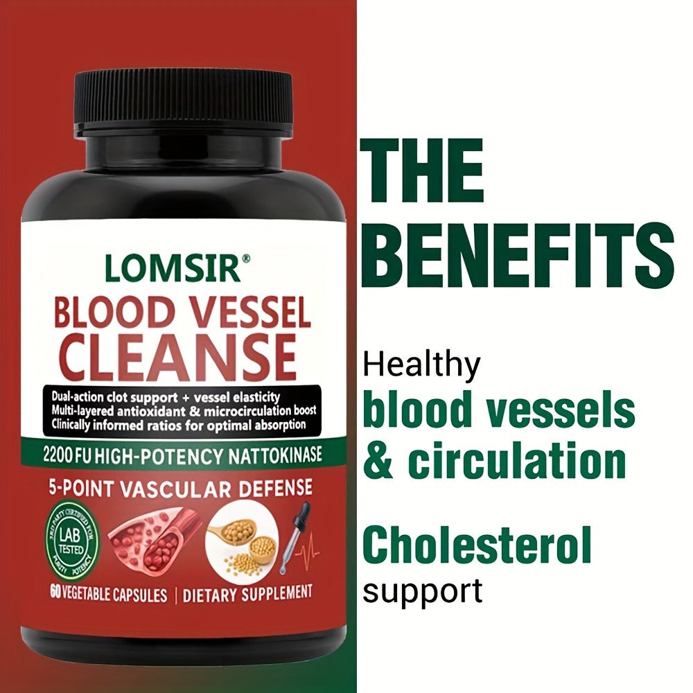 Blood Circulation Supplement Nattokinase with Gamma Oryzanol, Natural Enzyme Formula for Blood Vessel Cleanse
