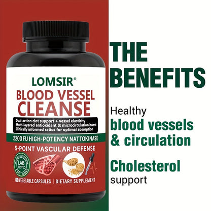 Blood Circulation Supplement Nattokinase with Gamma Oryzanol, Natural Enzyme Formula for Blood Vessel Cleanse