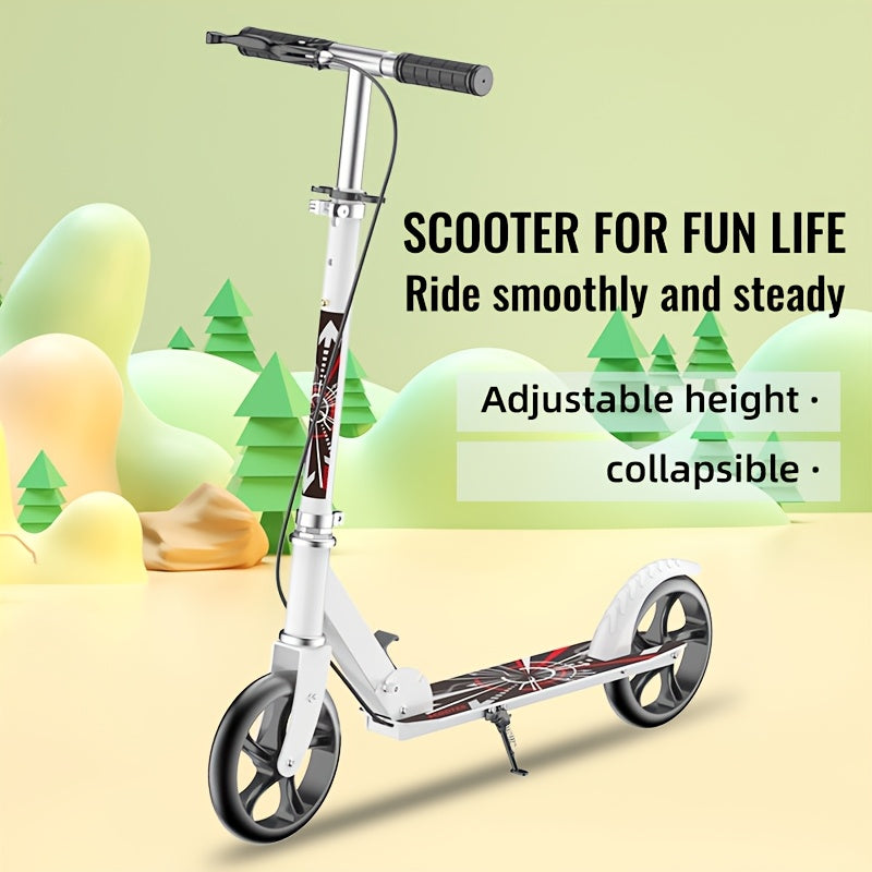 Foldable Adult Kick Scooter with Double Wheels – Rear Suspension & Brake, Lightweight Commuter Scooter for Adults Teens