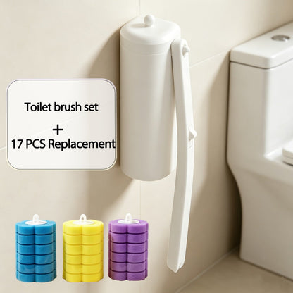 Disposable Toilet Brush Cleaning System with Bracket & Replaceable Heads – Deep Clean Toilet Bathroom Cleaning Kit