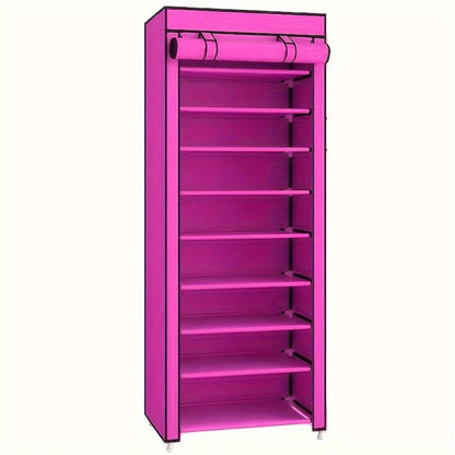Shoe Rack 10-Layer Portable Cabinet for Up to 50 Pairs with Nonwoven Dust Cover and Steel Frame