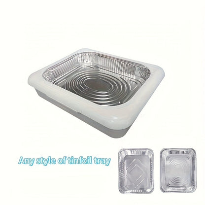 Aluminum Foil Tray with Lid - 2-in-1 Stackable BBQ Salad Serving Container for Picnic Party Kitchen