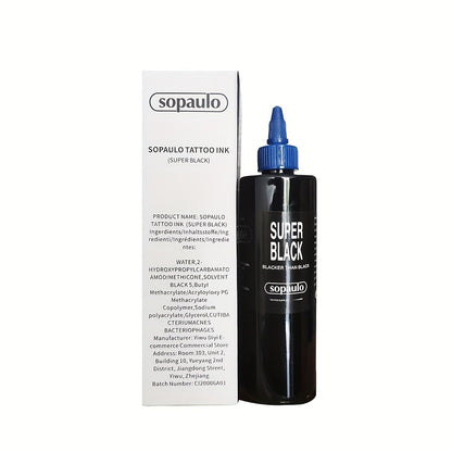 Tattoo Ink 8oz 240ml Single Black Bottle with Ultra-Dark Color Label and Large-Capacity Format