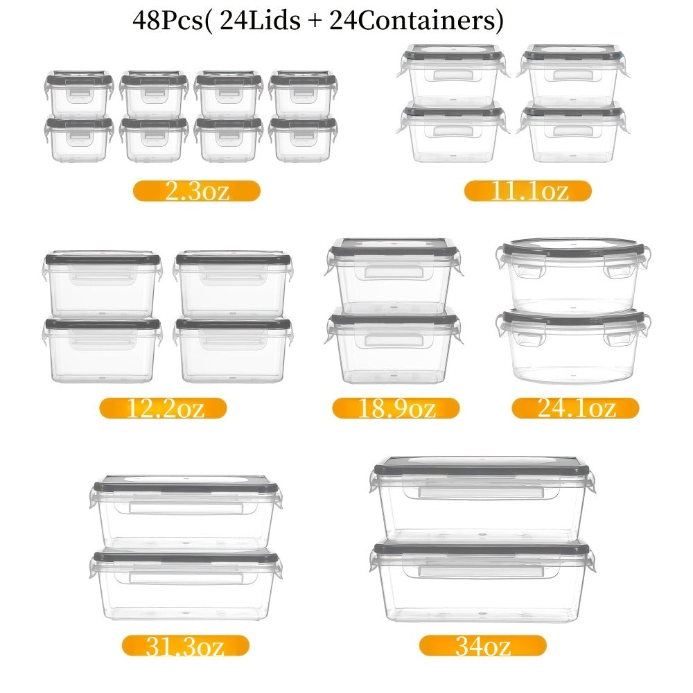Food Storage Containers with Lids Airtight Plastic Meal Prep Containers Stackable Leak Proof BPA Free for Pantry Kitchen Refrigerator