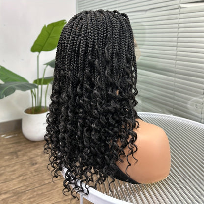 Goddess Square-Braid Wig with Curly Ends in 14- or 16-Inch Lengths and Black, Burgundy or Brown Colors
