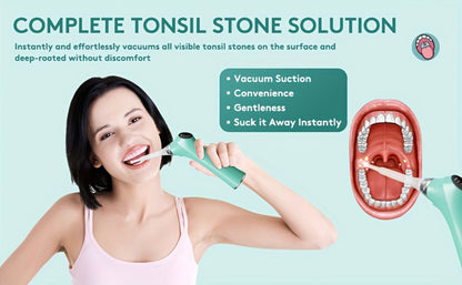 Tonsil Stone Remover Electric Vacuum Kit with LED Light – 3 Suction Modes 5X Magnifying Mirror Oral Irrigator Safe Gentle Tonsillolith