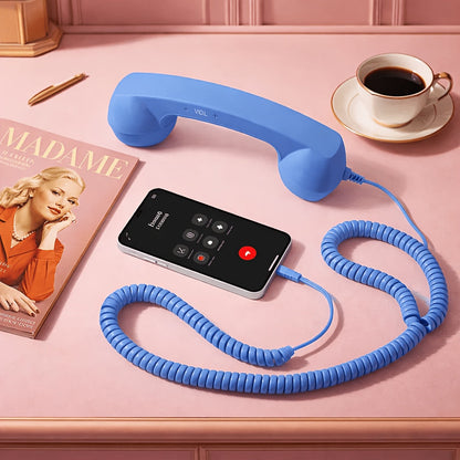 Anti-Radiation Phone Handset Retro USB-C Wired Receiver for Android, Built-in Mic, Grip, Plug-and-Play