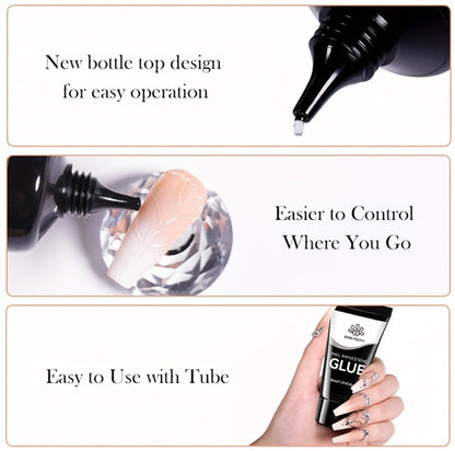 Rhinestone Glue Gel 2pcs Strong Bond 1.01oz Each – Professional Nail Charm Adhesive for 3D Gems, Crystals & Bling Decorations